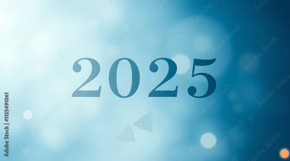 Futuristic 2025 Text with Ethereal Blue Background and Glowing Particles in Minimalist New Year Illustration Futuristic 2025 Text with Ethereal Blue Background and Glowing Particles in Minimalist New Year Illustration