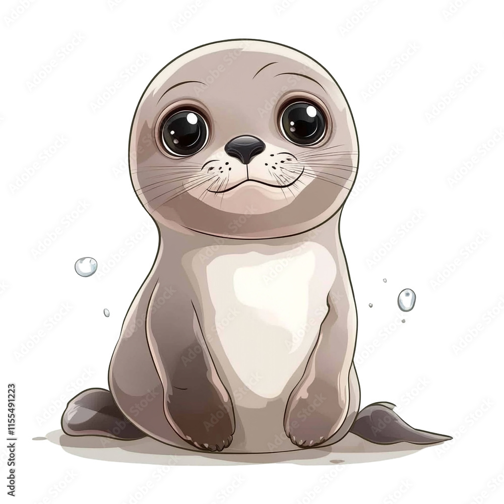 Adorable Seal Pup: A Cartoon Illustration Adorable Seal Pup: A Cartoon Illustration