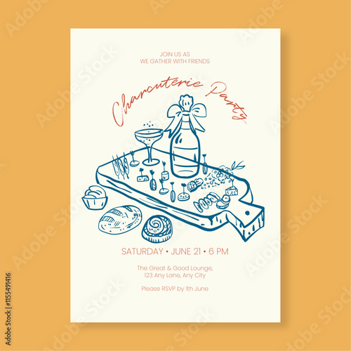 Whimsical Charcuterie Invitation Minimalist Editable Template for Parties and Gatherings