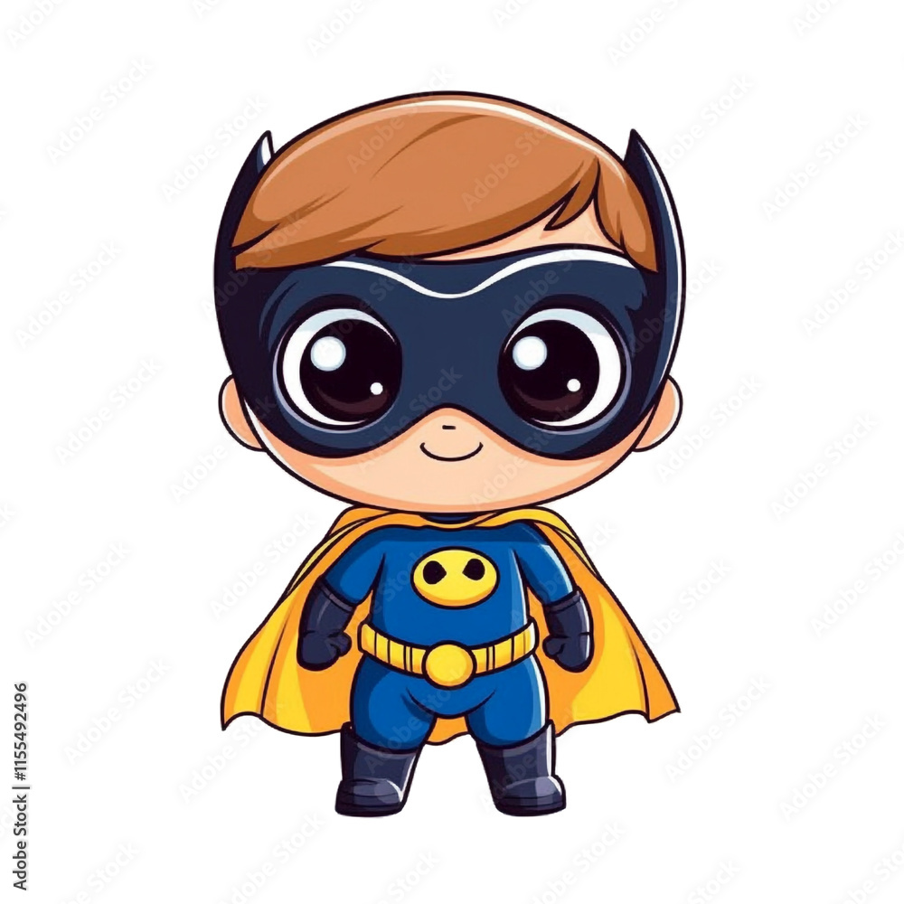 Obraz premium Adorable Superhero Boy: A Cute Cartoon Illustration