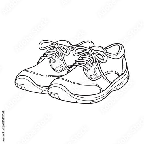 Simple shoes sneaker line art vector illustration
