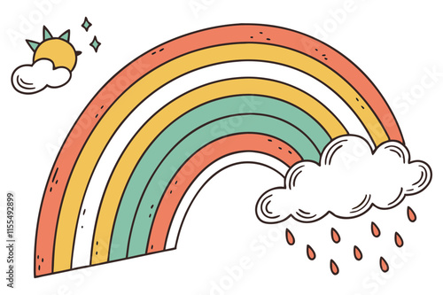 Irregular Rainbow Striped Seamless Hand-Drawn Vector Pattern.