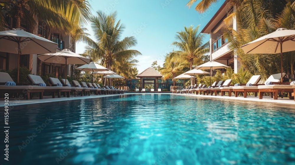 Fototapeta premium Luxury Tropical Resort Poolside Paradise