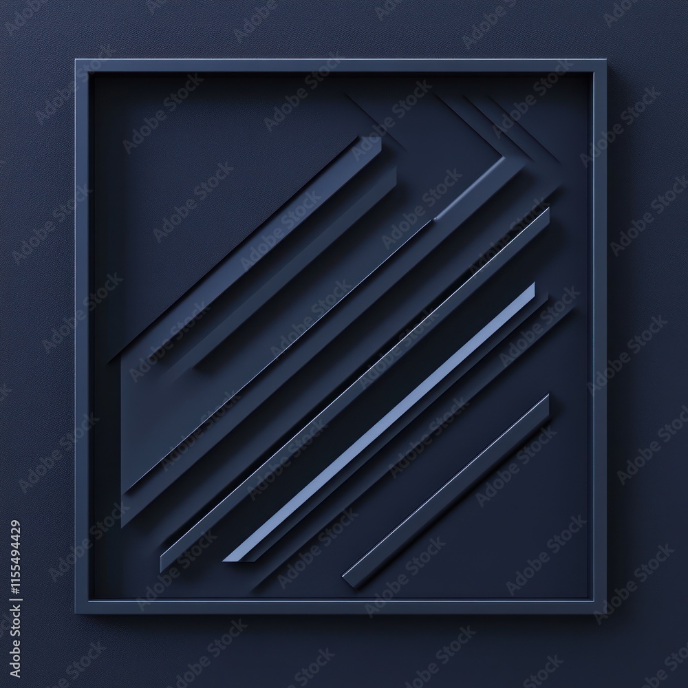 Abstract dark blue framed geometric art. Abstract dark blue framed geometric art.