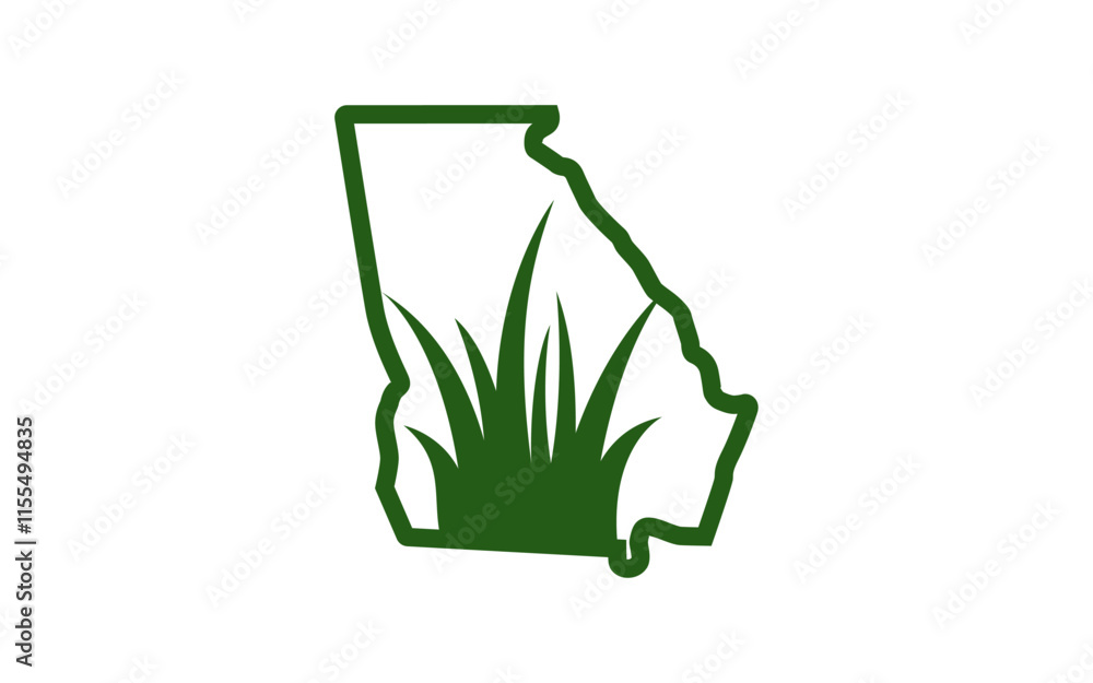 Landscape with georgia logo for lawn or gardening business design template Landscape with georgia logo for lawn or gardening business design template