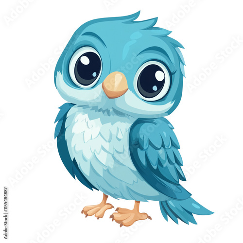 Adorable Baby Blue Bird Illustration