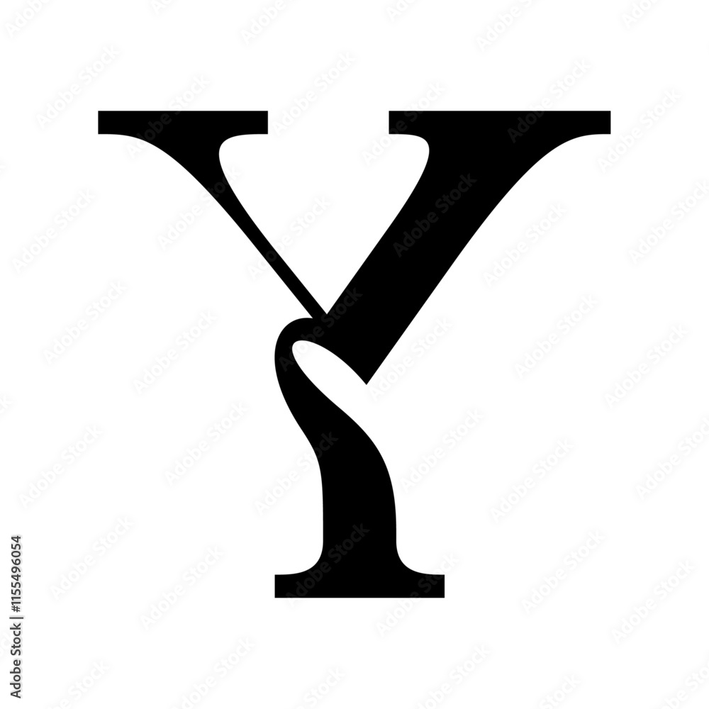 Letter Y logo mark, beautiful letter vector logo, stylish serif font.