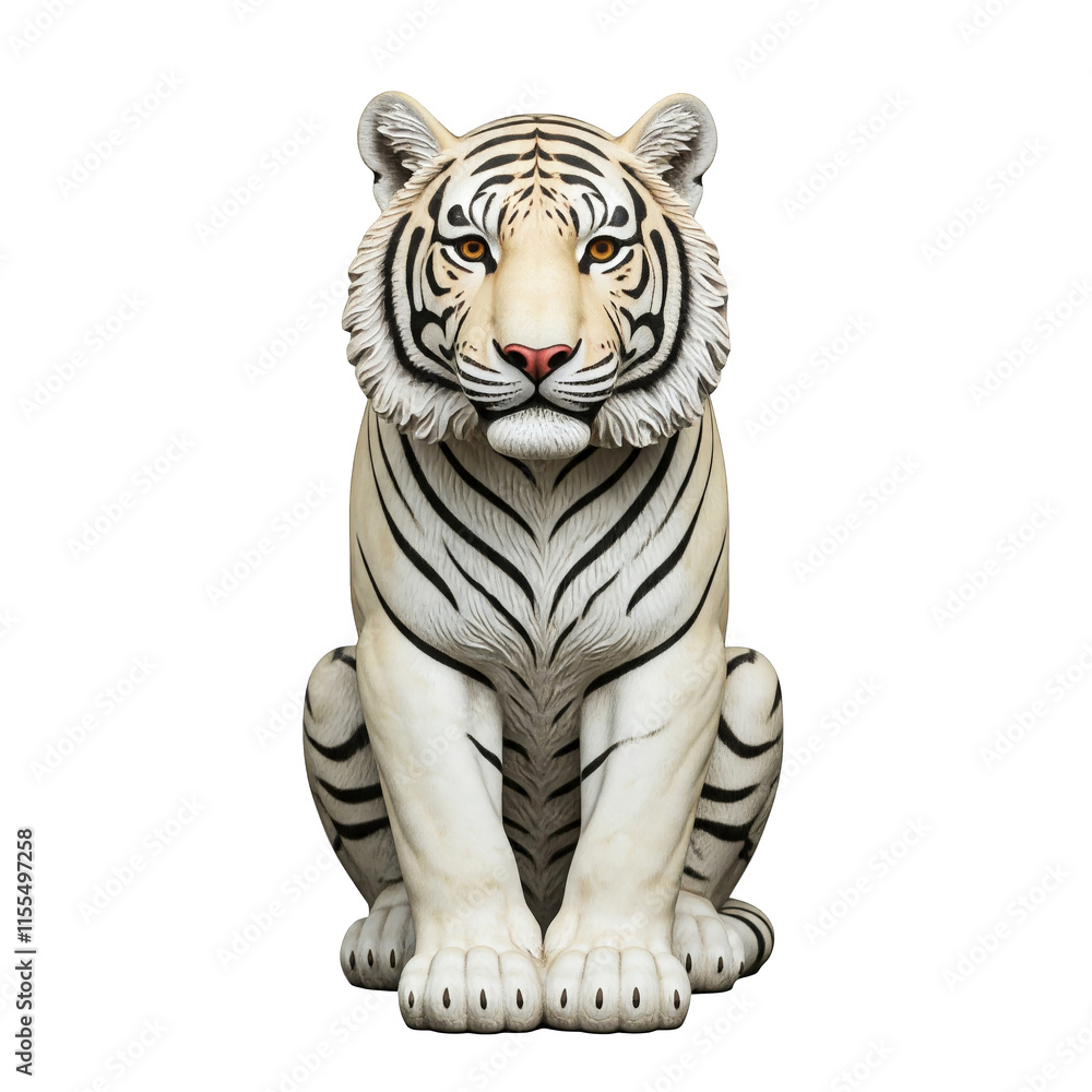 Obraz premium Marble tiger figurine isolated on transparent background png