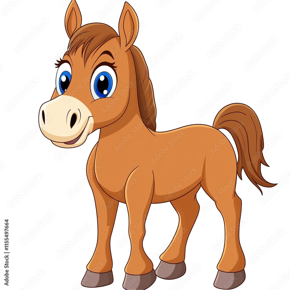 Adorable Brown Pony Cartoon Illustration Adorable Brown Pony Cartoon Illustration