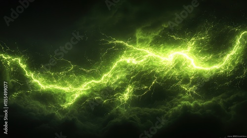 Wallpaper Mural Abstract vibrant lime green lightning strikes against a dark background. Torontodigital.ca