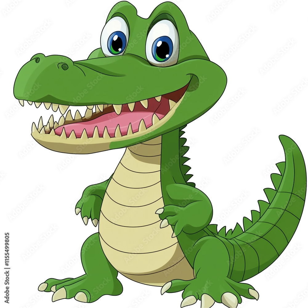 Naklejka premium Adorable Cartoon Crocodile Illustration