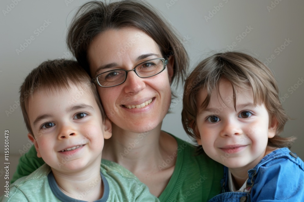 Mother and son at home