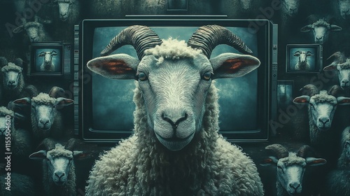 Wallpaper Mural Sheep_with_TV_screens_brain_addicted_to_socia_ Torontodigital.ca