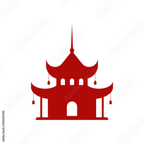 Red Chinese Architectural Gate Illustration
