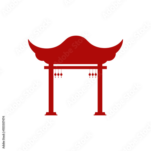 Red Chinese Architectural Gate Illustration
