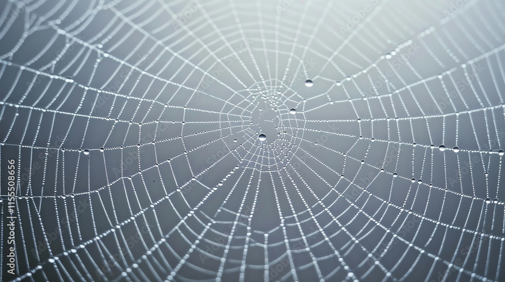 Fototapeta premium A spider web with morning dew drops on it.