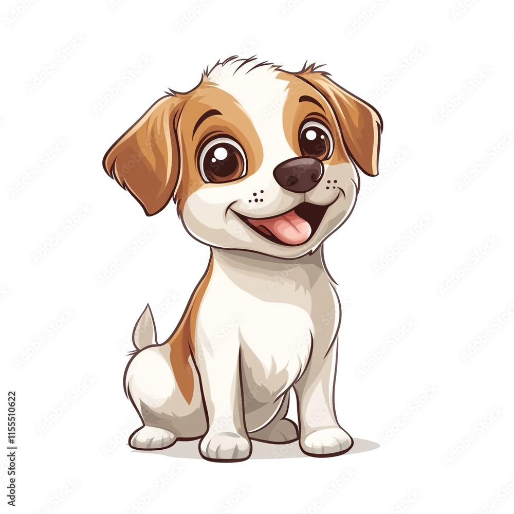 Adorable Puppy Illustration: A Happy, Cartoon Dog Adorable Puppy Illustration: A Happy, Cartoon Dog