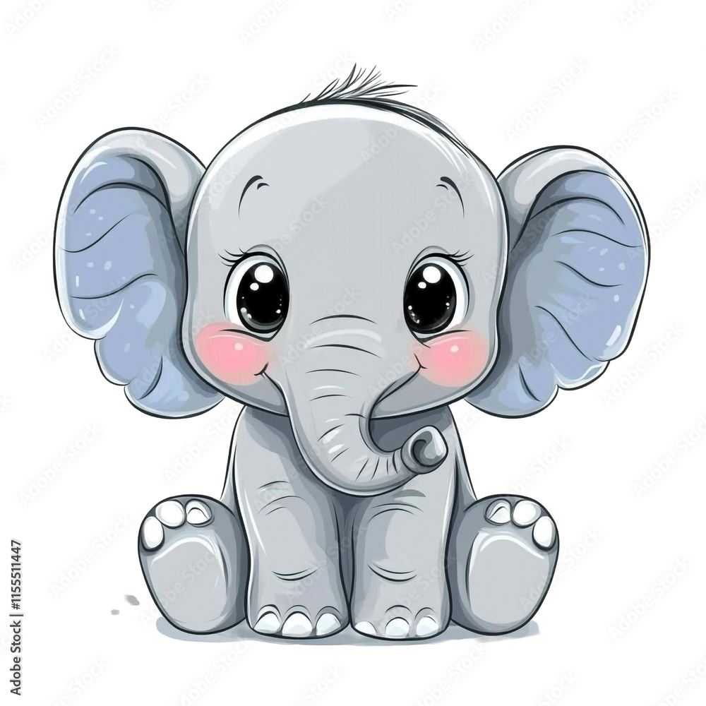 Fototapeta premium Adorable Baby Elephant Illustration