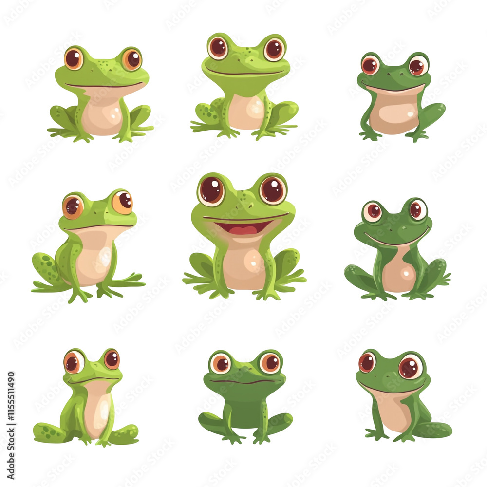 Nine Adorable Cartoon Frogs Collection Nine Adorable Cartoon Frogs Collection