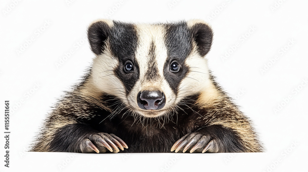 Fototapeta premium Portrait of a European Badger: Exploring Its Beauty and Wildlife