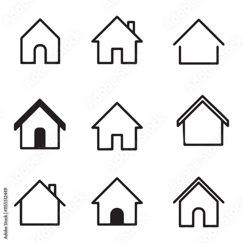 House vector icon set step, draw, vector, house, illustration, school, book, home, concept, cartoon, child, character, kid, cute, game, drawing, toy, preschool, logic, educational, skill,
