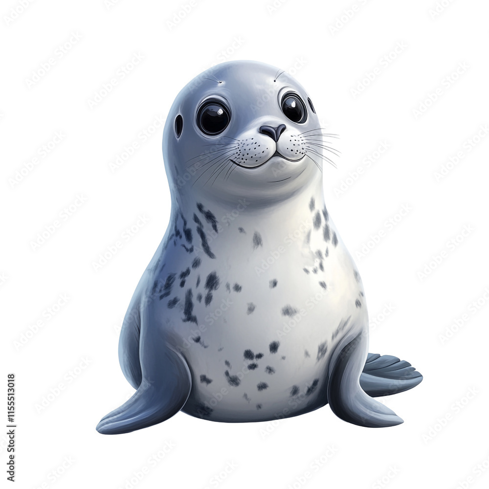 Fototapeta premium Adorable Baby Seal Pup: A Delightful Digital Painting