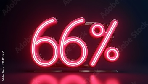 Sixty-Six Percent Off Neon Sign:  Sale, Discount, Promotion, Marketing, Advertising, Retail,  Business, Commerce,  Offer, Price Reduction photo