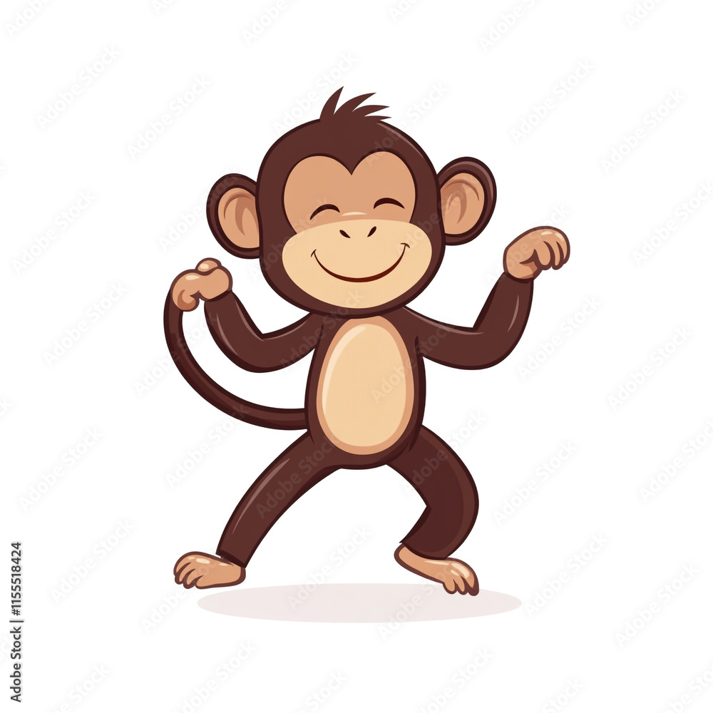 A Joyful Dancing Monkey Cartoon Illustration A Joyful Dancing Monkey Cartoon Illustration