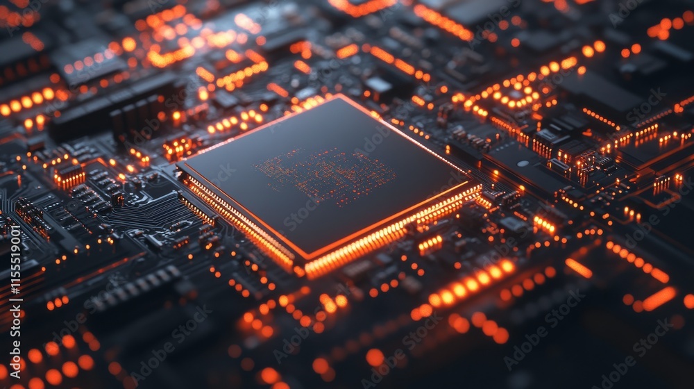Illuminated Circuit Board in Dark Room with Backlight Illuminated Circuit Board in Dark Room with Backlight