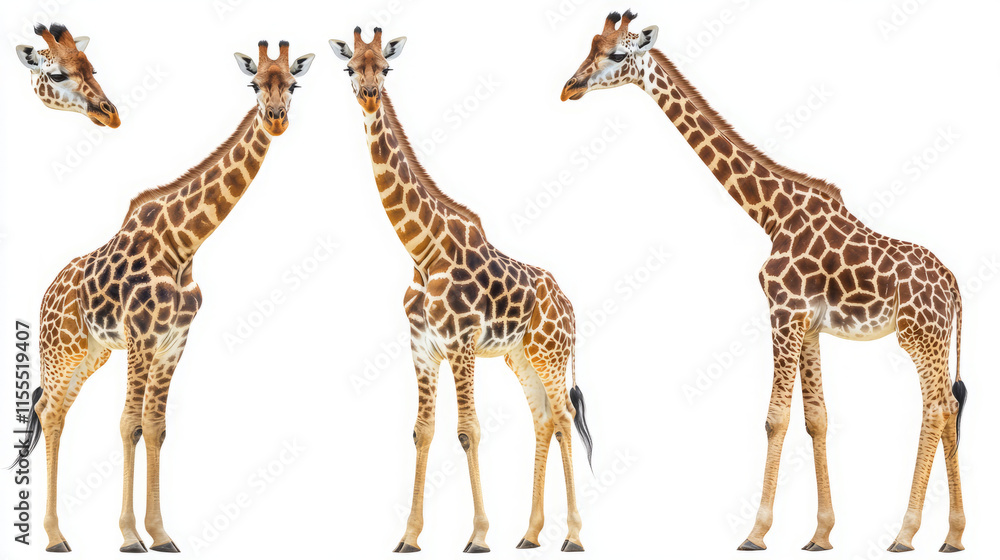Obraz premium giraffes in focus: stunning images against a clean backdrop