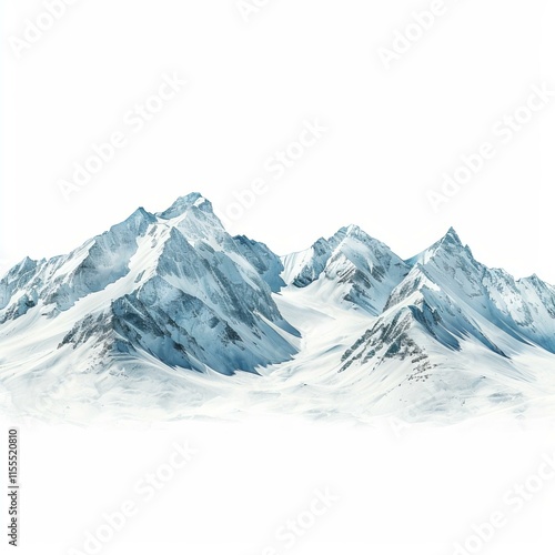 Wallpaper Mural Majestic snow capped mountains rise against a clear white backdrop, creating a serene winter landscape Torontodigital.ca