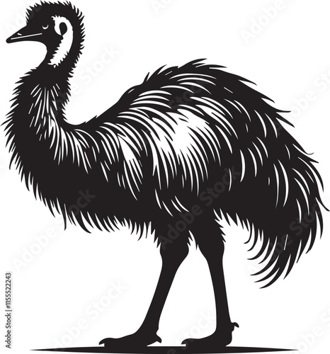 Silhouette of a flightless bird