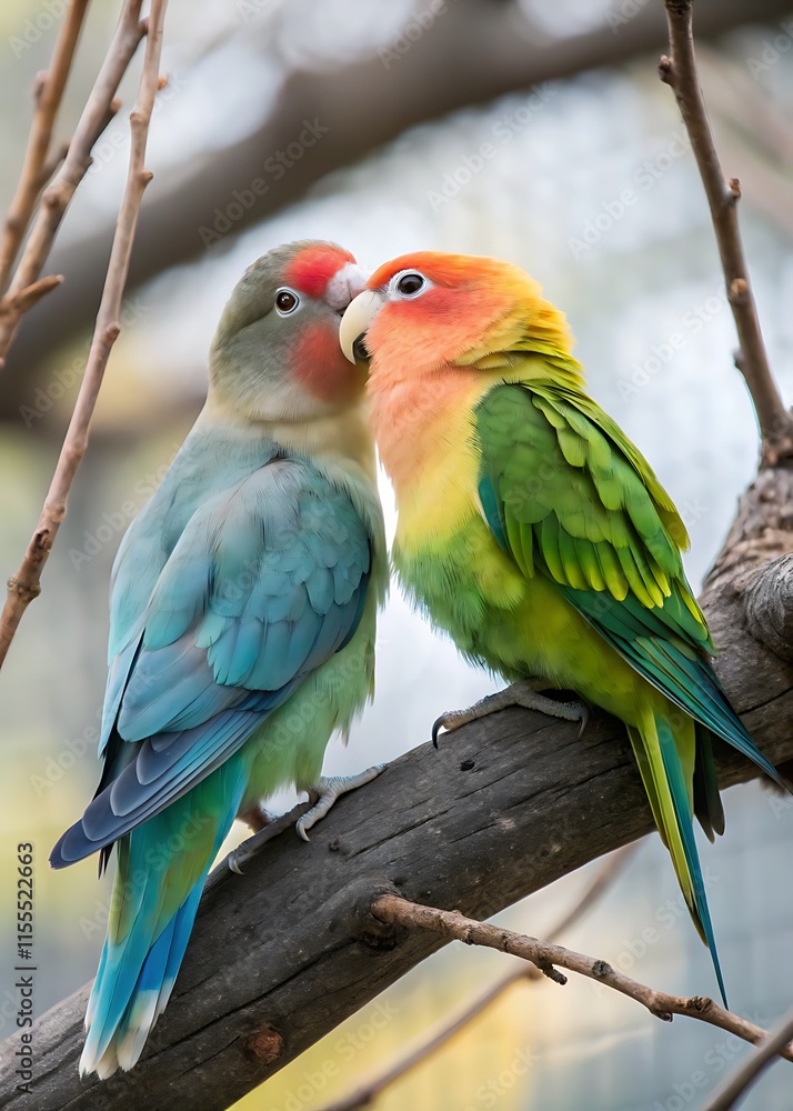 Obraz premium pair of parrots love birds 