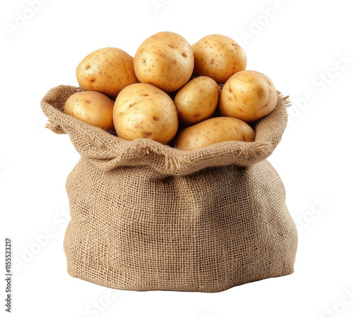 Fresh potatoes isolated on transparent background 