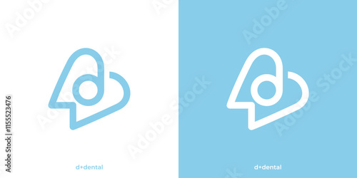 Minimal Dental Logo. Teeth and Letter D Initial Icon Graphic. Dentist Logo Design Template.