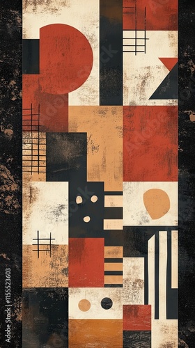 Wallpaper Mural Abstract Geometric Composition In Earthy Tones Torontodigital.ca