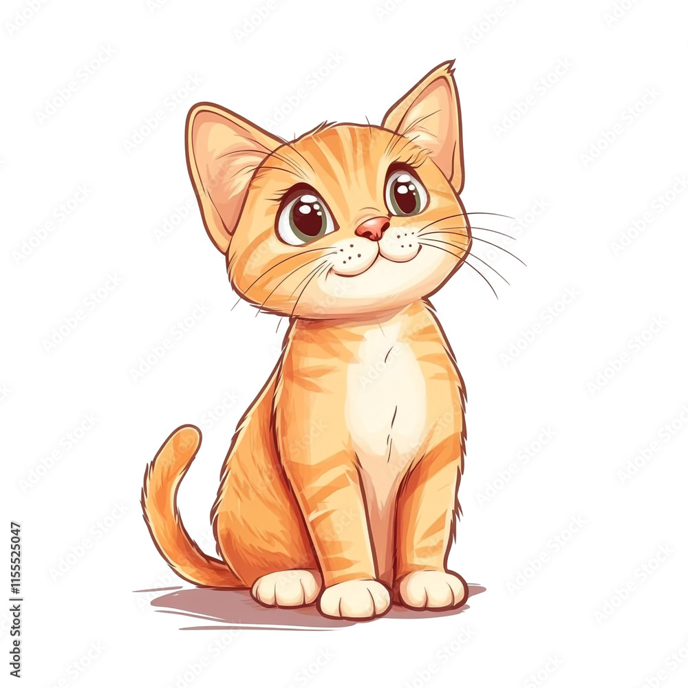 Obraz premium Adorable Orange Kitten: A Digital Illustration
