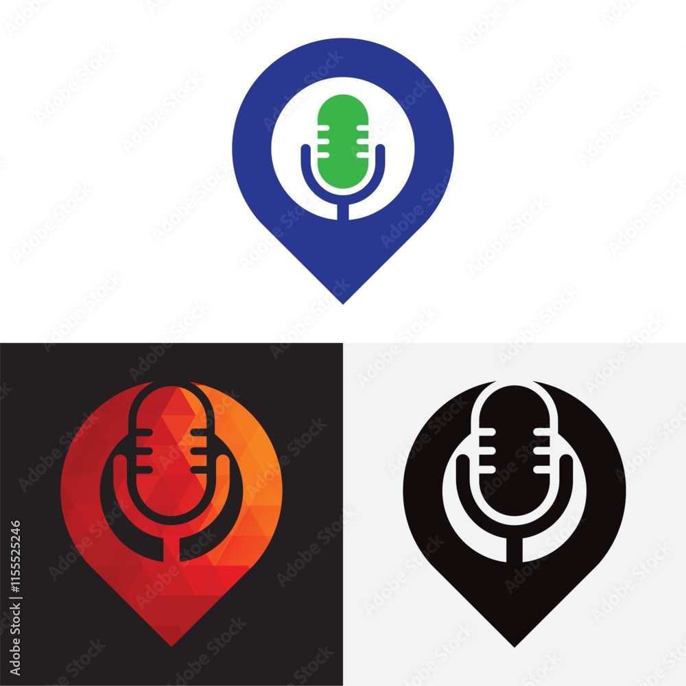 podcast gps vector logo design icon template. podcast gps vector logo design icon template.
