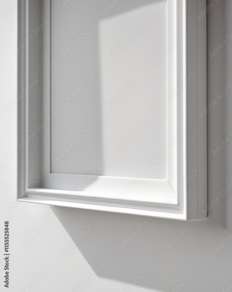 a close up of a white frame on a wall with a white wall a close up of a white frame on a wall with a white wall