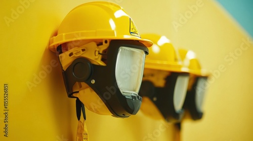 Safety Equipment in a Simple Yellow Background photo