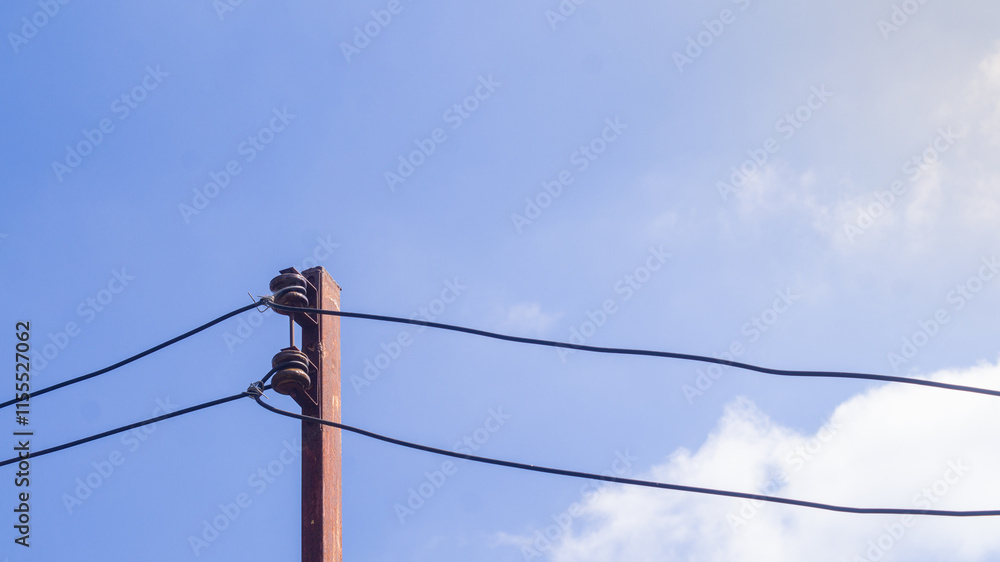 custom made wallpaper toronto digitalElectrical poles in the countryside It is made of iron and has two wires attached to the background of the sky and clouds.