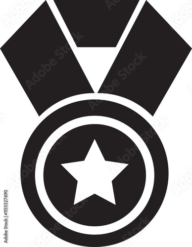 Award medal icon. Winner or victory badge medal. Game champion prize award of honor. Professional certificate ribbon vector symbol. Contains approved, verified, certified, star, achievement.
