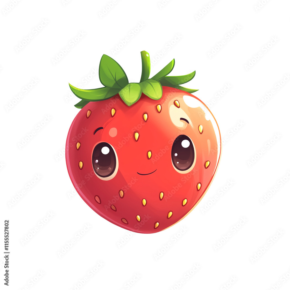 Adorable Kawaii Strawberry Illustration Adorable Kawaii Strawberry Illustration