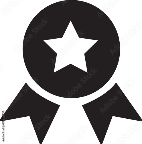 Award medal icon. Winner or victory badge medal. Game champion prize award of honor. Professional certificate ribbon vector symbol. Contains approved, verified, certified, star, achievement.