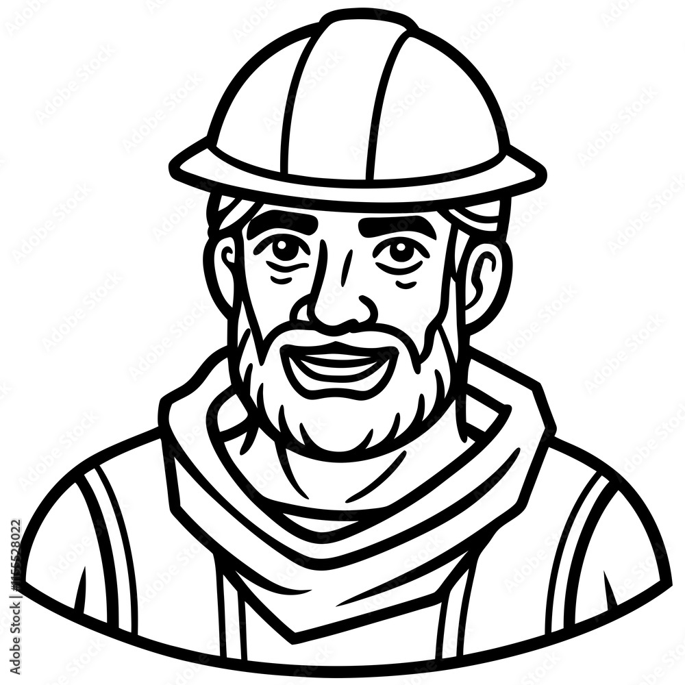 Obraz premium vector illustration of construction worker builder with halmet