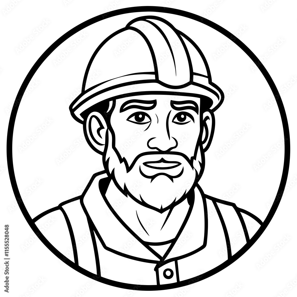 Obraz premium vector illustration of construction worker builder with halmet