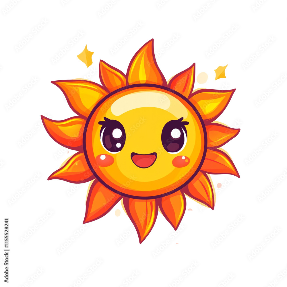 Adorable Kawaii Sun Illustration Adorable Kawaii Sun Illustration