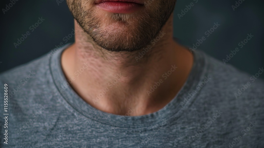 Obraz premium Close up of a man's face with a beard on a dark background