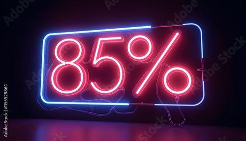 Eighty-Five Percent Off Neon Sign Sale Discount Promotion photo