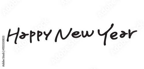 おしゃれな手書き文字のハッピーニューイヤー　happy new year 横1行